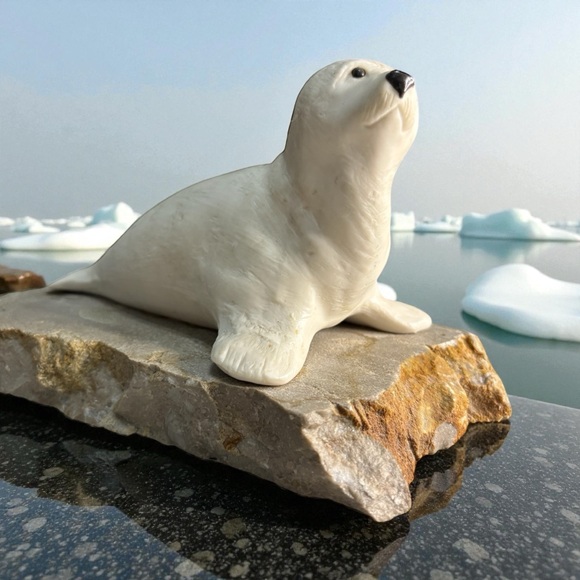 MCM Signed Maigon Dago Seal Art Sculpture Stoneware Ceramic Natural Stone Slab